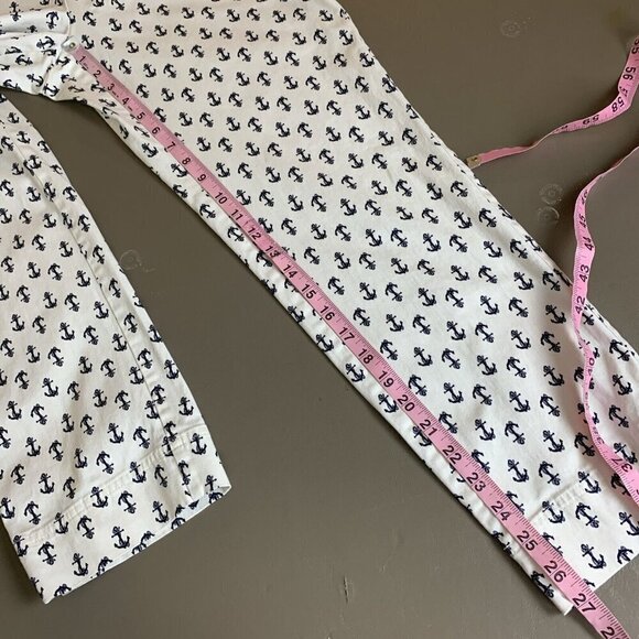 Charter Club Anchor Print Pants Off White Navy Nautical Classic Fit Womens 10 - Picture 12 of 14